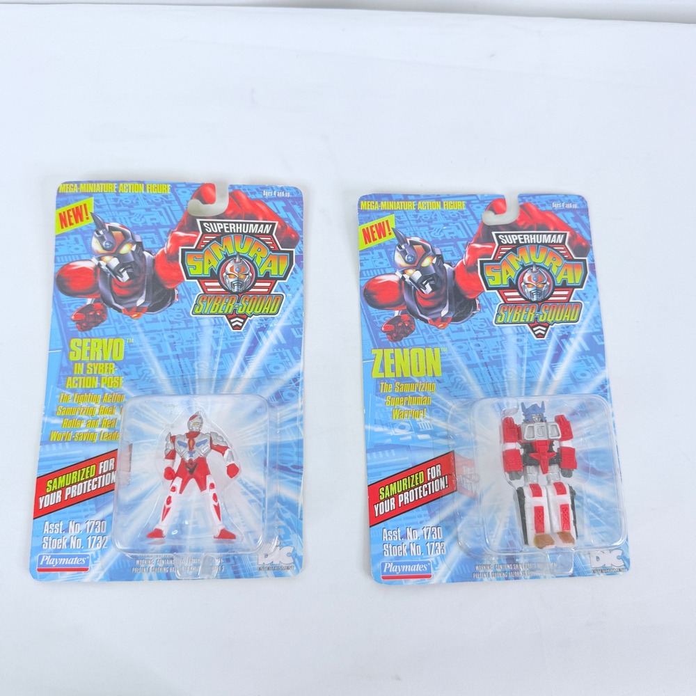 Vintage 1994 Superhuman Samurai Syber-Squad Servo & Zenon Mini Figures Playmates